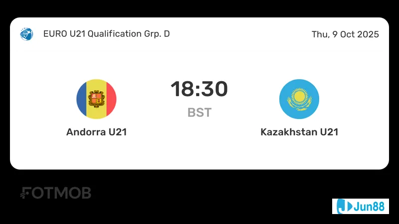 Cầu thủ U21 Andorra với áo đỏ đang cố gắng cướp bóng khỏi cầu thủ U21 Kazakhstan với áo xanh trên sân cỏ Cầu thủ U21 Andorra với áo đỏ đang cố gắng cướp bóng khỏi cầu thủ U21 Kazakhstan với áo…